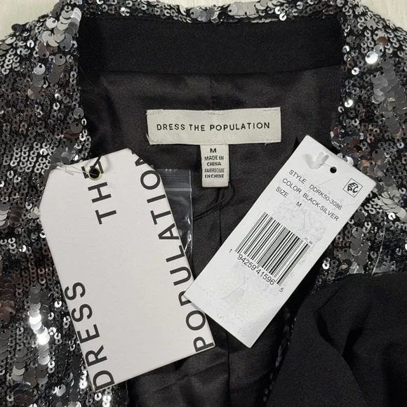 Dress‎ The Population Women's Size Medium Black Sequin Berkley Mini Blazer Dress - Picture 9 of 13